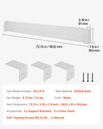 VEVOR Baseboard Heater Covers, Premium Series 1832 mm Standard Electric Heating Unit Front Cover for Home Improvement, Heavy-duty Steel, Easy Installation for Bedroom Replacing Old Cover, White