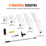 VEVOR Drywall Skimming Blade Set, 10/16/24/32/40 in (25.4/40.6/61/81.3/101.6 cm) Skimming Blades + 34-81.6 in/86.4 - 207 cm Extension Handle Pole, Stainless Steel Knife Professional Skim Coat Tools, for Gyprock/WallBoard/Plasterboard