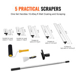VEVOR Drywall Skimming Blade Set, 7/10/14/16/24 in (17.8/25.4/35.6/40.6/61 cm)Skimming Blades + 34 - 81.6 in/86.4 - 207 cm Extension Handle Pole, Stainless Steel Knife Professional Skim Coat Tools, for Gyprock/WallBoard/Plasterboard