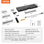 VEVOR Drywall Skimming Blade Set, 7/10/14/16/24 in (17.8/25.4/35.6/40.6/61 cm)Skimming Blades + 34 - 81.6 in/86.4 - 207 cm Extension Handle Pole, Stainless Steel Knife Professional Skim Coat Tools, for Gyprock/WallBoard/Plasterboard
