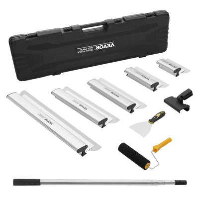 VEVOR Drywall Skimming Blade Set, 7/10/14/16/24 in (17.8/25.4/35.6/40.6/61 cm)Skimming Blades + 34 - 81.6 in/86.4 - 207 cm Extension Handle Pole, Stainless Steel Knife Professional Skim Coat Tools, for Gyprock/WallBoard/Plasterboard