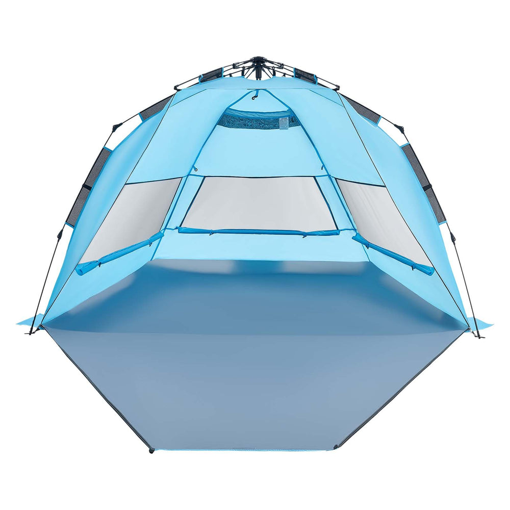 VEVOR Beach Tent Sun Shelter for 4 Person, Pop Up Beach Tent UPF 50+ Protection, Portable Sun Shade Canopy with Carrying Bag and Sand Pockets, Easy Setup Umbrella for Camping Fishing Outdoor Picnic