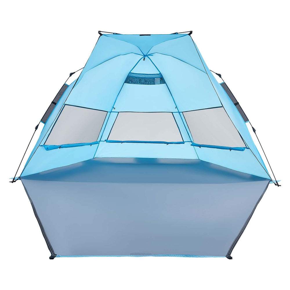 VEVOR Beach Tent Sun Shelter for 4 Person, Pop Up Beach Tent UPF 50+ Protection, Portable Sun Shade Canopy with Carrying Bag and Sand Pockets, Easy Setup Umbrella for Camping Fishing Outdoor Picnic
