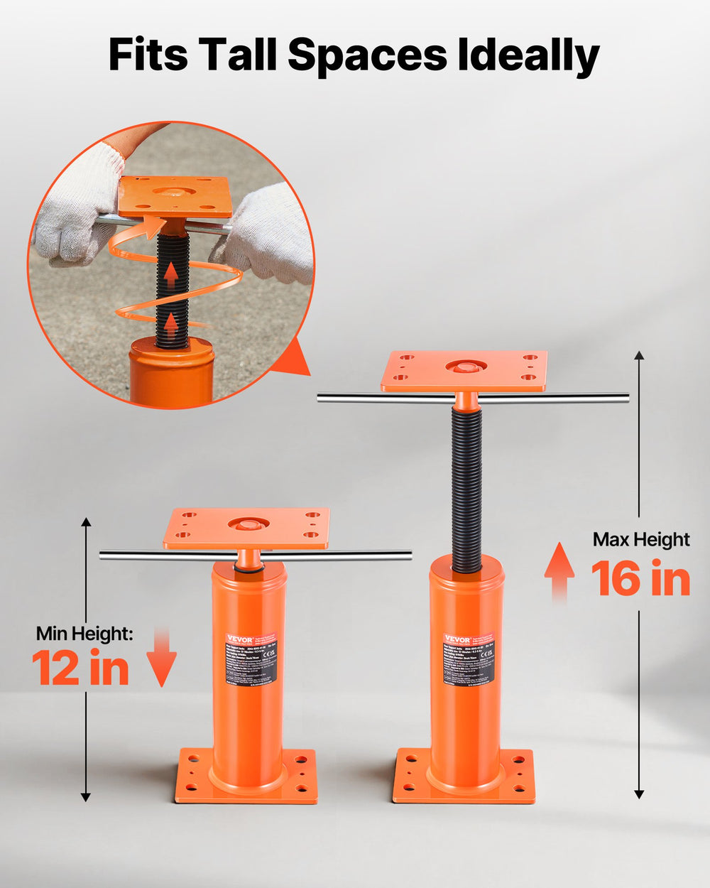 VEVOR 2PCS Adjustable Floor Jack Post House Floor Leveling Lift 30.5 cm-40.6 cm Height