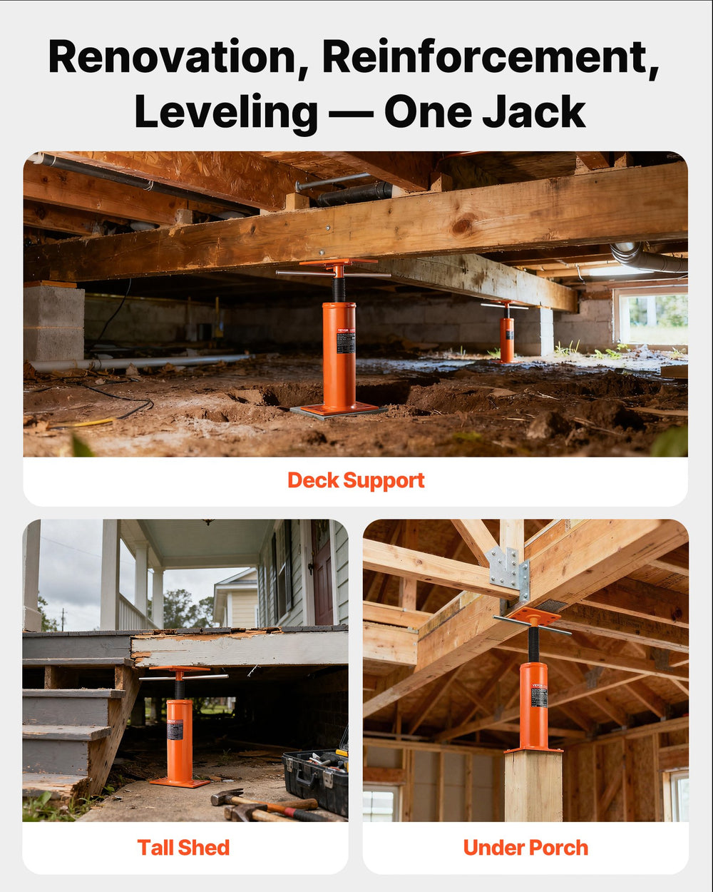 VEVOR 2PCS Adjustable Floor Jack Post House Floor Leveling Lift 30.5 cm-40.6 cm Height