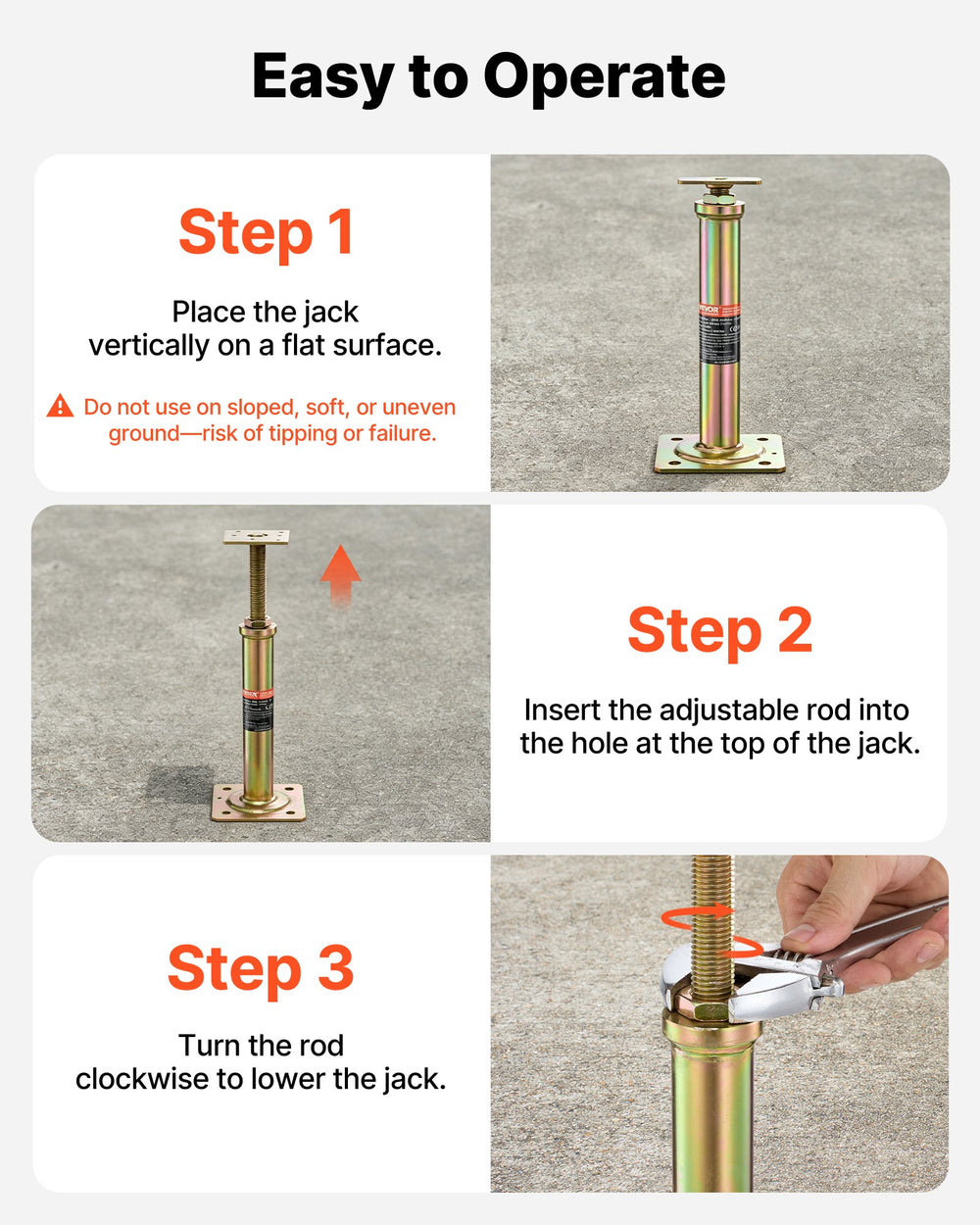 VEVOR 4PCS Adjustable Floor Jack Post House Floor Leveling Lift 29.5 cm-40.6 cm Height