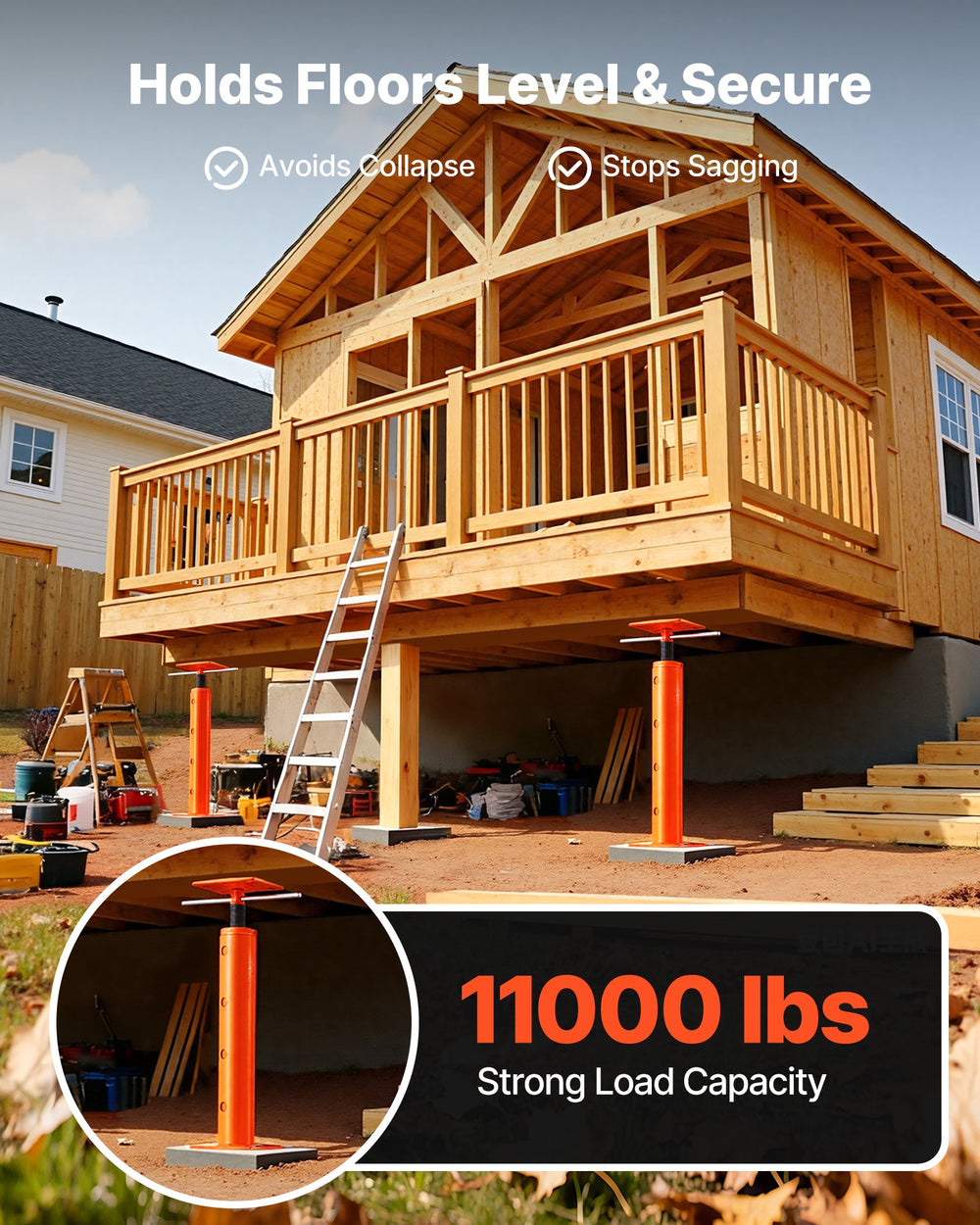 VEVOR House Floor Jack, 19"-36" Height Range, 18000 lbs Max Load Capacity, Adjustable Support Beam Basement Jack Post Pole for Leveling, Lift Support Steel Telescoping Jack Post for Temporary Support