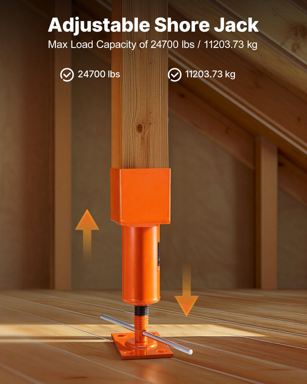 VEVOR Screw Jack Post, 4" x 4", 13.2"-18.7" Height Range, 24700 lbs Max Load Capacity, Adjustable Shore Jack, Temporary House Jack Pole for Home Leveling, Lifting Floor Crawlspace Basement Shore Beam