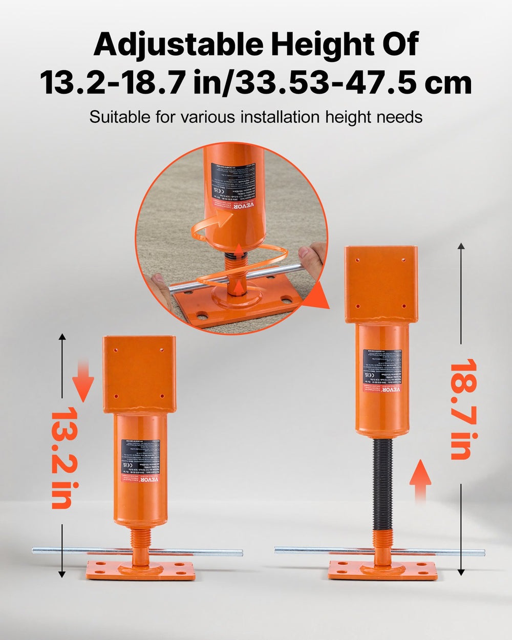 VEVOR Screw Jack Post, 4" x 4", 13.2"-18.7" Height Range, 24700 lbs Max Load Capacity, Adjustable Shore Jack, Temporary House Jack Pole for Home Leveling, Lifting Floor Crawlspace Basement Shore Beam