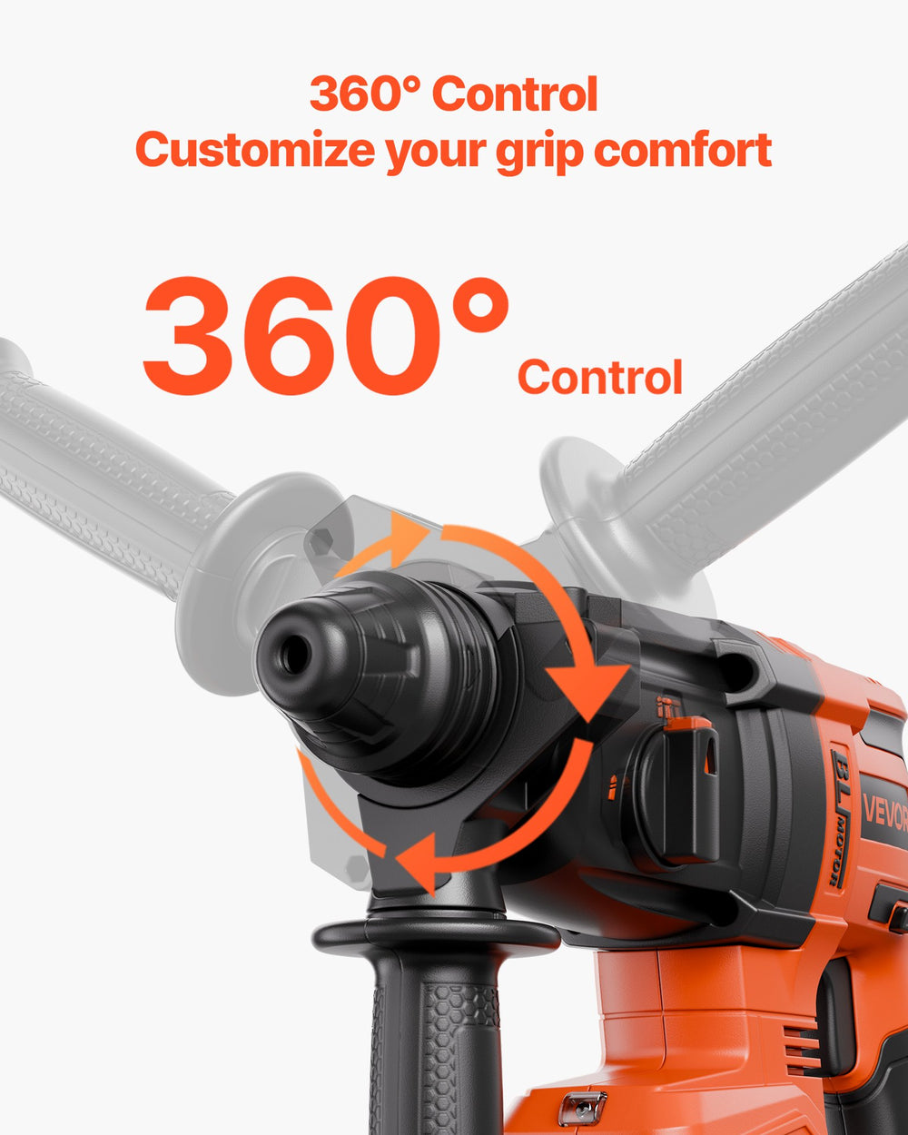 VEVOR 20V Brushless Cordless Hammer Drill, Lithium-Ion 1.1 Inch Rotary Hammer Driver, SDS-Plus Electric Lightweight Power Tool Kit with Battery and Charger, 4 Functions, 1200 RPM, 5300 BPM