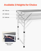 VEVOR Camping Kitchen Table, Folding Outdoor Cooking Table, 3 Adjustable Height, Aluminum Lightweight Portable Cook Station with Storage Organizer, Carry Handle, for BBQ Party Picnic RV Travel, Blue