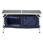 VEVOR Camping Kitchen Table, Folding Outdoor Cooking Table, 3 Adjustable Height, Aluminum Lightweight Portable Cook Station with Storage Organizer, Carry Handle, for BBQ Party Picnic RV Travel, Blue