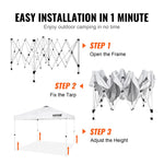 VEVOR Pop Up Canopy Party Tent 304.8 x 304.8 cm with Portable Bag for Camping White