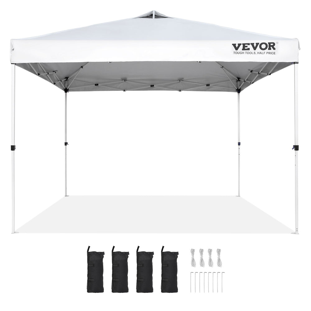 VEVOR Pop Up Canopy Party Tent 304.8 x 304.8 cm with Portable Bag for Camping White