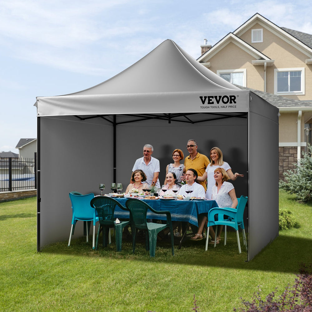 VEVOR Pop Up Canopy Tent Outdoor Gazebo Tent 304.8 x 304.8 cm with Sidewalls Dark Gray