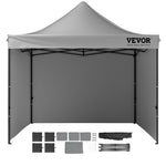 VEVOR Pop Up Canopy Tent Outdoor Gazebo Tent 304.8 x 304.8 cm with Sidewalls Dark Gray