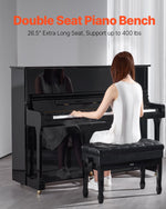 VEVOR Adjustable Piano Keyboard Bench Storage Padded Seat Wooden Bookcase Stool 750x360x515mm