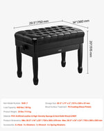 VEVOR Adjustable Piano Keyboard Bench Storage Padded Seat Wooden Bookcase Stool 750x360x515mm