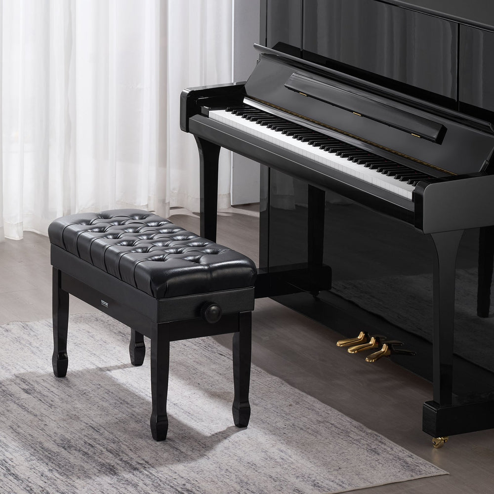 VEVOR Adjustable Piano Keyboard Bench Storage Padded Seat Wooden Bookcase Stool 750x360x515mm