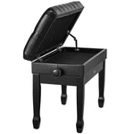 VEVOR Adjustable Piano Keyboard Bench Storage Padded Seat Wooden Bookcase Stool 750x360x515mm