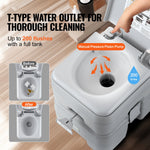 VEVOR Portable Toilet Flush Travel Camping 20.1 L Commode Potty with Carry Bag
