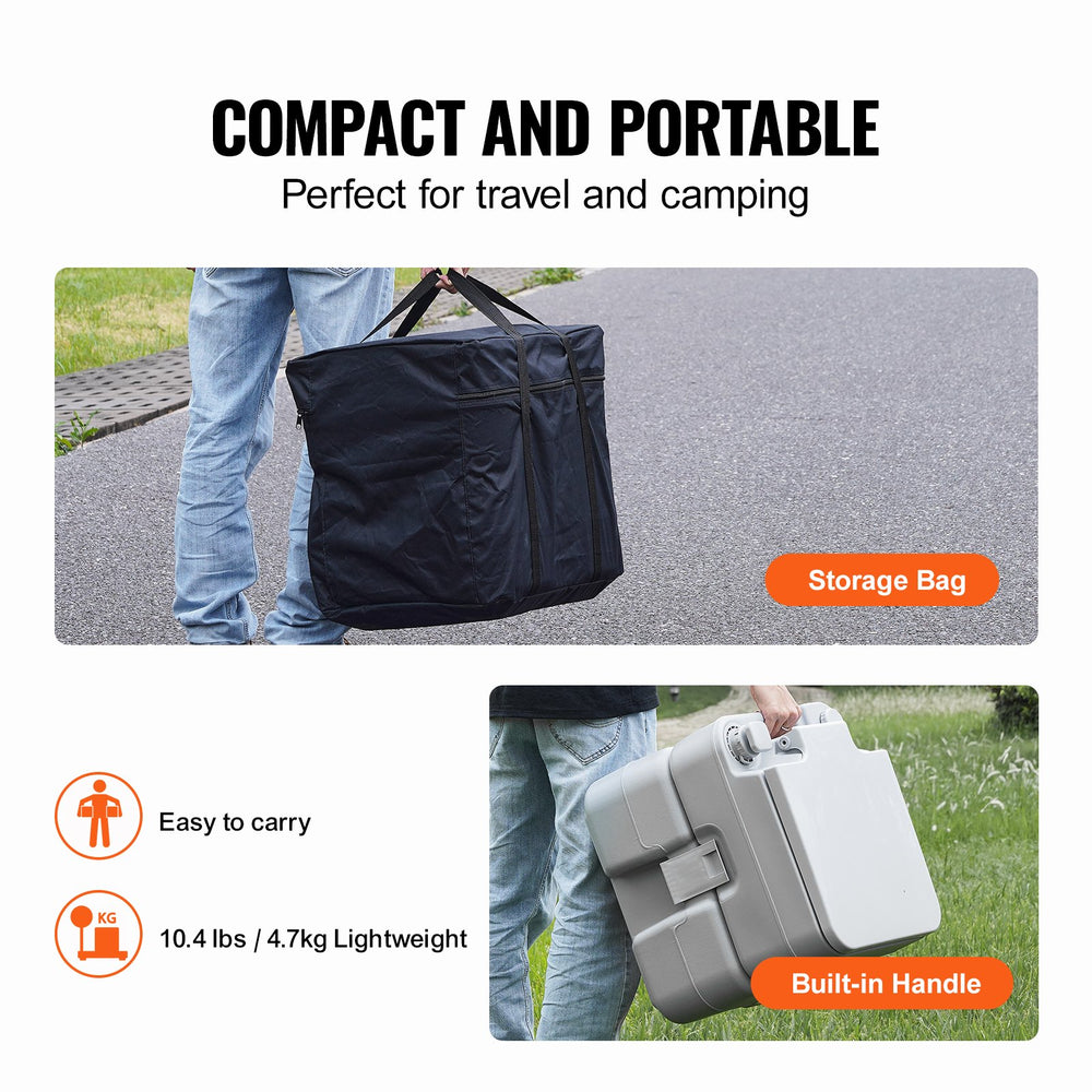 VEVOR Portable Toilet Flush Travel Camping 20.1 L Commode Potty with Carry Bag
