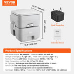 VEVOR Portable Toilet Flush Travel Camping 20.1 L Commode Potty with Carry Bag