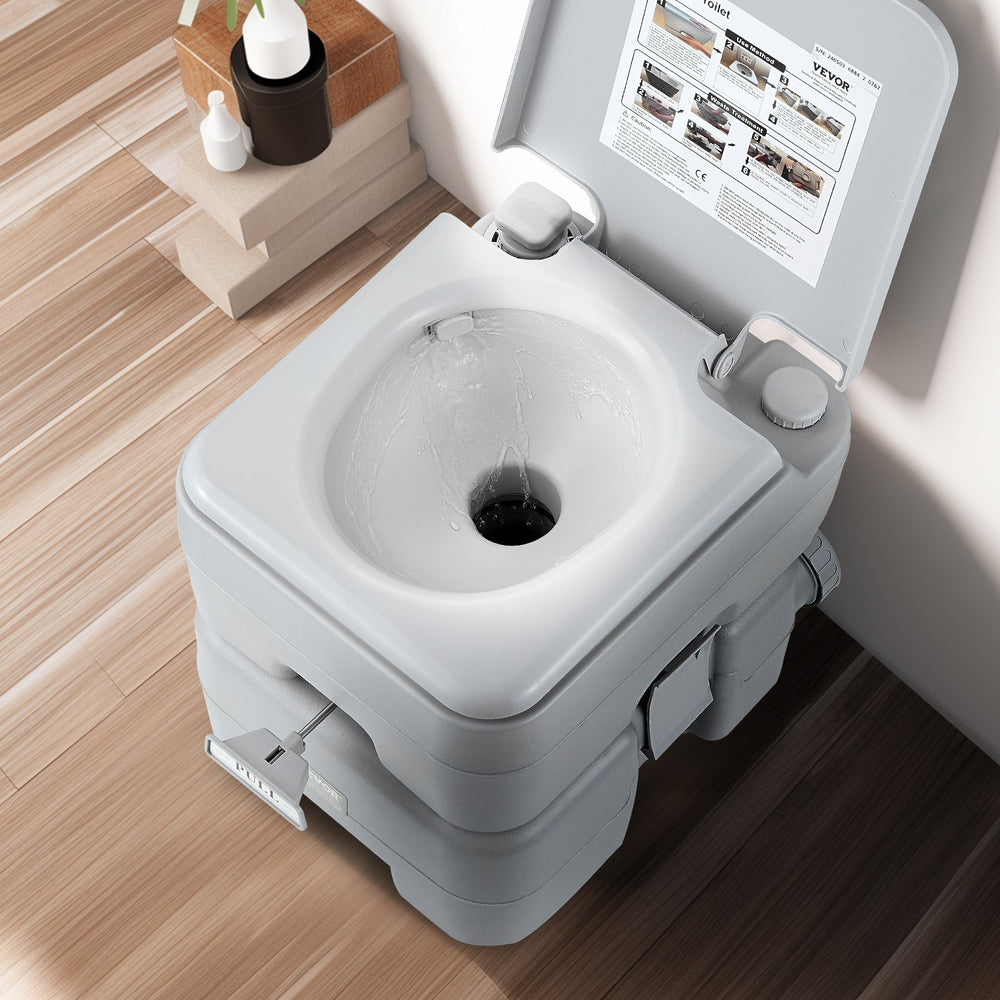 VEVOR Portable Toilet Flush Travel Camping 20.1 L Commode Potty with Carry Bag