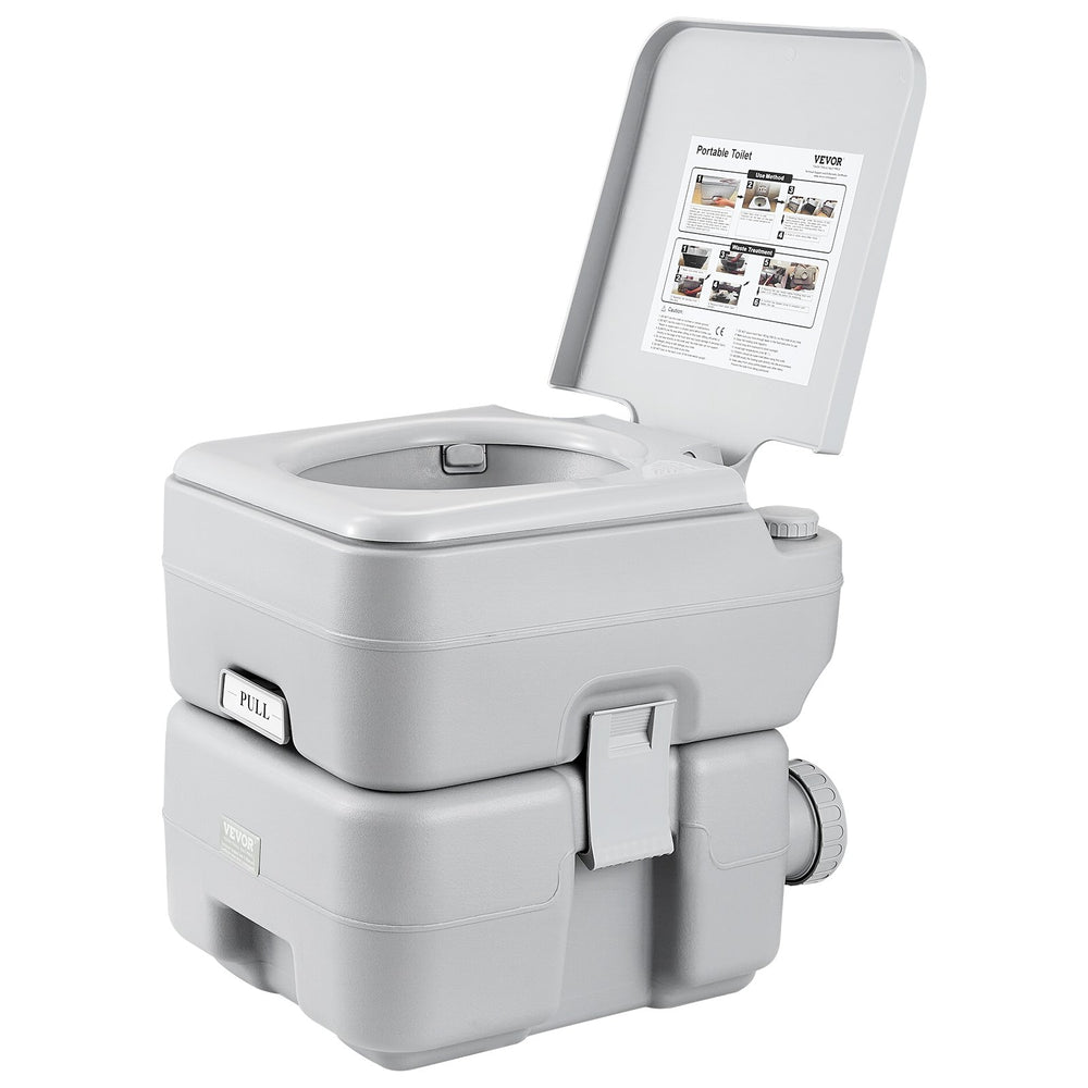 VEVOR Portable Toilet Flush Travel Camping 20.1 L Commode Potty with Carry Bag