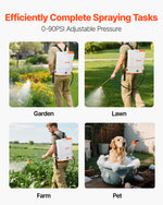 VEVOR Battery Powered Backpack Sprayer, 12L Powerful Electric Backpack Sprayer, 2 Retractable Wands & 5 Nozzles, Adjustable 0-90 PSI, 2 Hour Runtime, Portable Weed Sprayers for Yard Garden Lawn