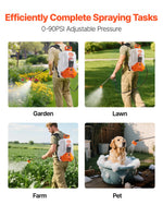 VEVOR Battery Powered Backpack Sprayer, 16L Electric Backpack Sprayer, 2 Wands & 8 Nozzles, Adjustable 0-90 PSI, 4H Runtime, Portable Yard Garden Lawn Sprayers for Weeding Spraying Cleaning