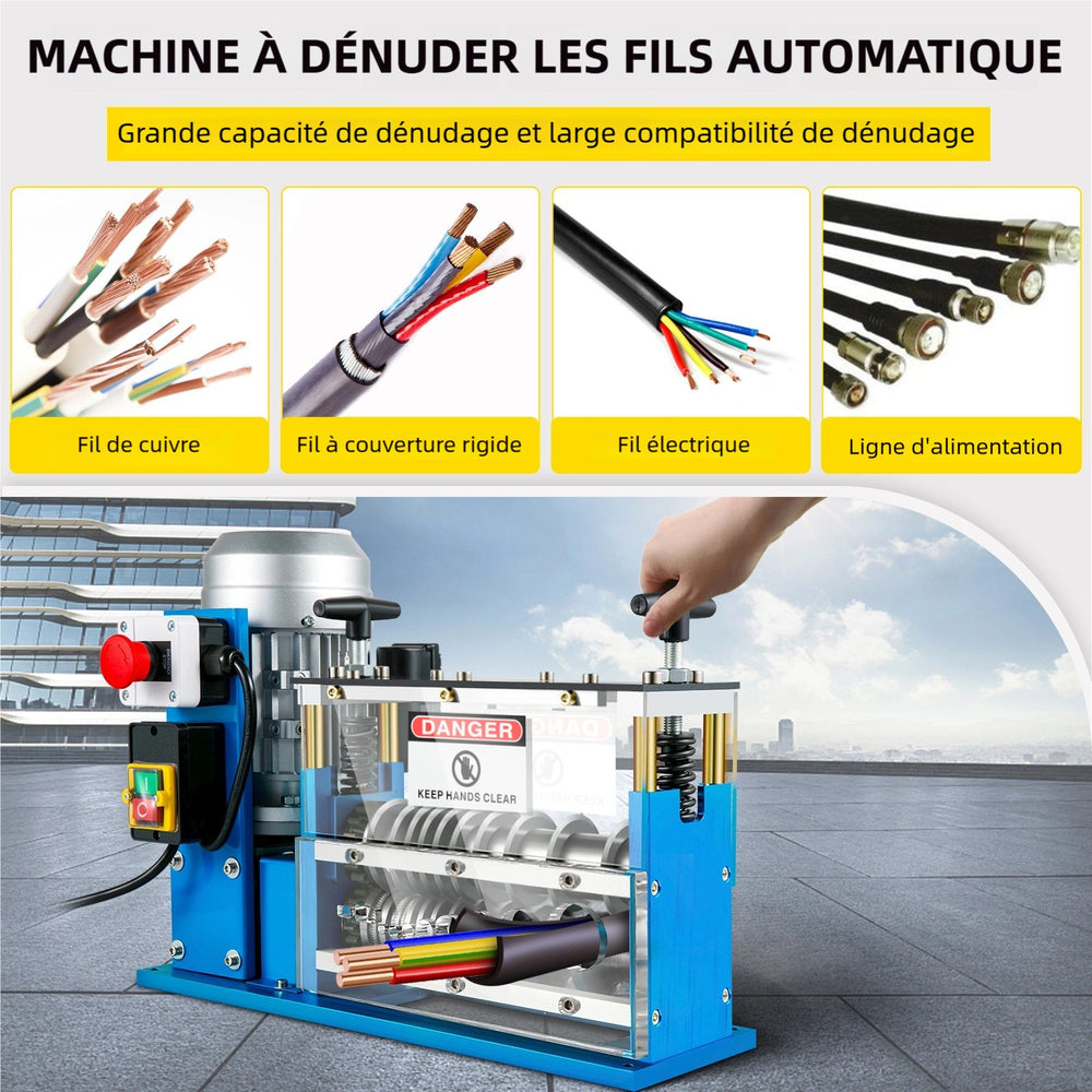 VEVOR Electric Wire Stripping Machine, 1.5-38 mm Automatic Wire Stripping Machine, 11 Channels 10 Blades Cable Stripping Machine, Wire Stripping Tool 2286 cm/Minute, for Recycling Copper Wire