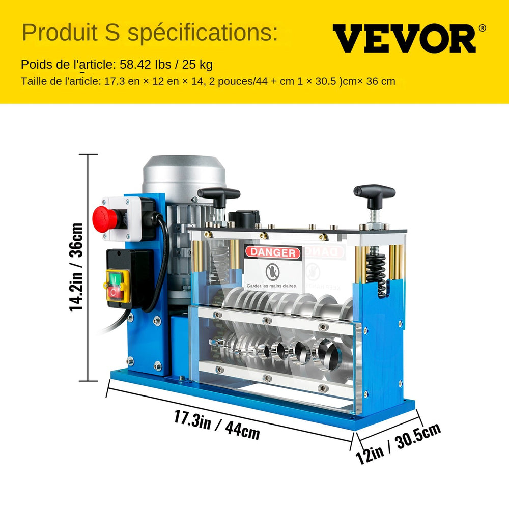 VEVOR Electric Wire Stripping Machine, 1.5-38 mm Automatic Wire Stripping Machine, 11 Channels 10 Blades Cable Stripping Machine, Wire Stripping Tool 2286 cm/Minute, for Recycling Copper Wire