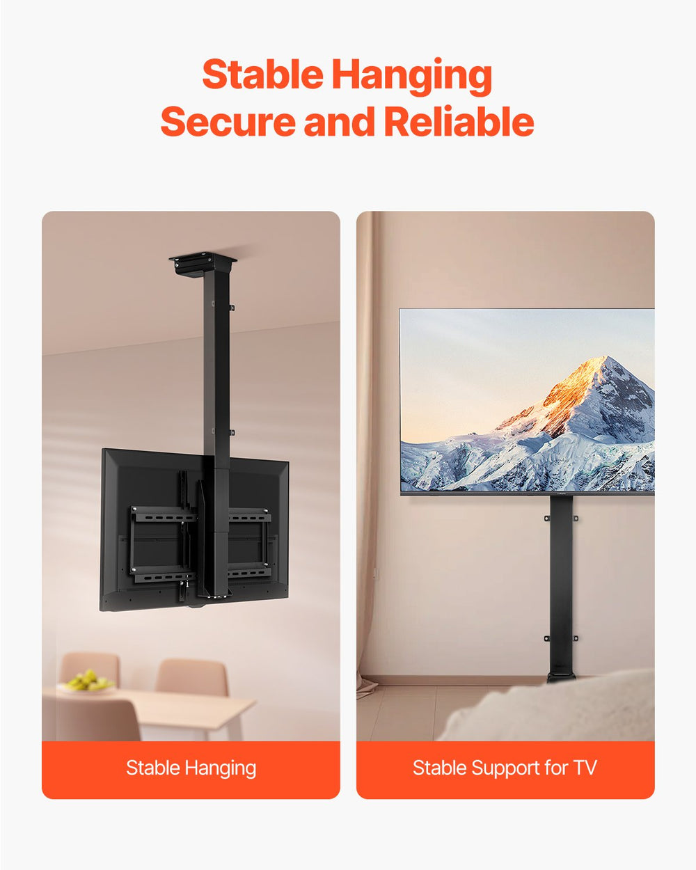 VEVOR Motorized Ceiling TV Mount, TV Wall Mount for 32 to 55 Inch TV, Electric Adjustable Ceiling TV Mount, Motorized Flip Down TV Mount Bracket with Max VESA 24 x 16 in, Fits TVs Up to 120 lbs