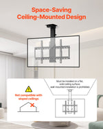 VEVOR Motorized Ceiling TV Mount, TV Wall Mount for 32 to 55 Inch TV, Electric Adjustable Ceiling TV Mount, Motorized Flip Down TV Mount Bracket with Max VESA 24 x 16 in, Fits TVs Up to 120 lbs