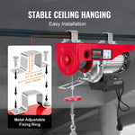 VEVOR Electric Hoist, 399.2 kg Lifting Capacity, 850W 220V Electric Steel Wire Winch with Wireless Remote Control, 1219 cm Single Cable Lifting Height & Pure Copper Motor, for Garage Warehouse Factory