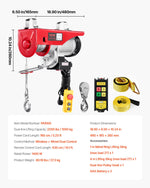 VEVOR Electric Hoist Crane Winch 997.9 kg 9997.4 cm Wireless & 426.7 cm Wired Remote