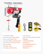 VEVOR Electric Hoist Crane Winch 199.6 kg 9997.4cm Wireless & 426.7 cm Wired Remote