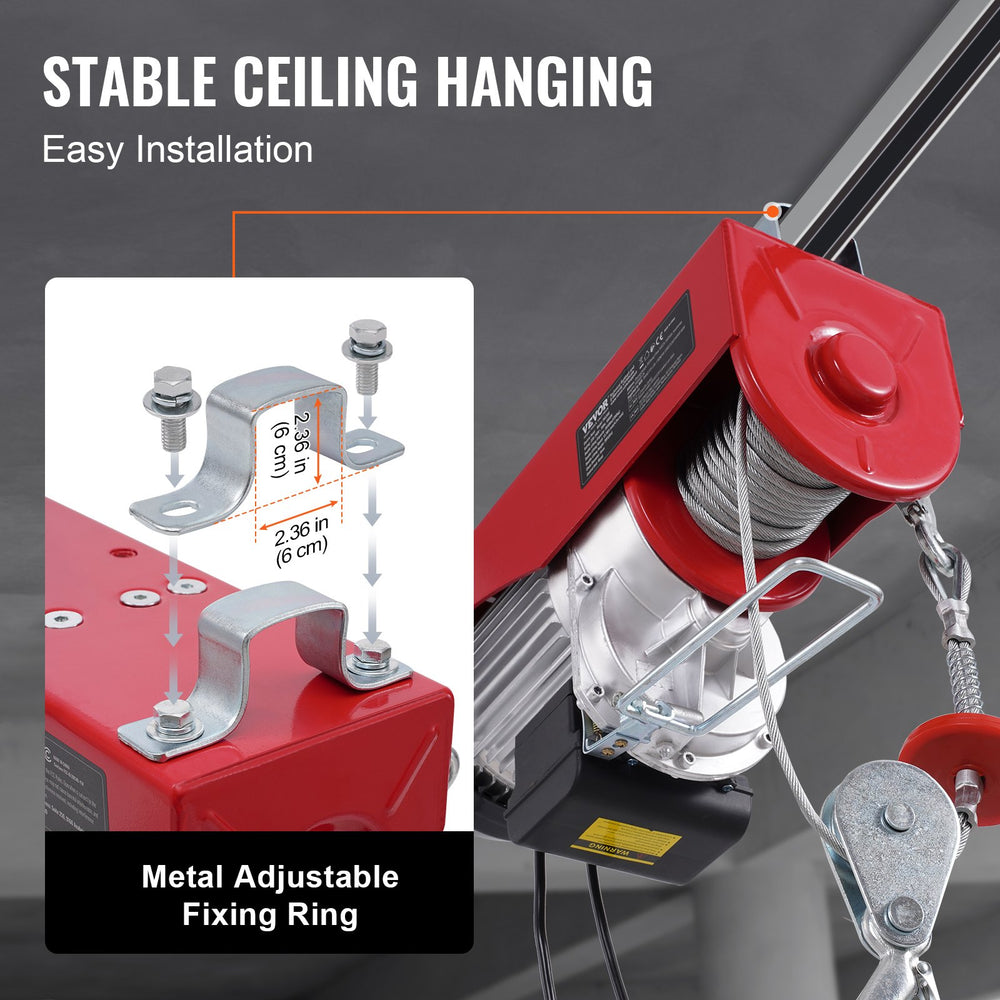 VEVOR Electric Hoist Crane Winch 1197.5 kg with 426.7 cm Wired Remote Control 230V