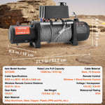 VEVOR Electric Winch Truck 6123.5 kg Steel Cable IP65 Waterproof Remote Control