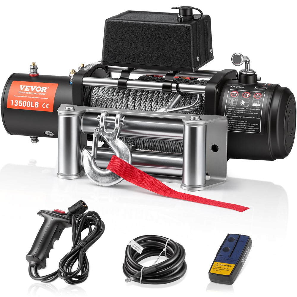 VEVOR Electric Winch Truck 6123.5 kg Steel Cable IP65 Waterproof Remote Control