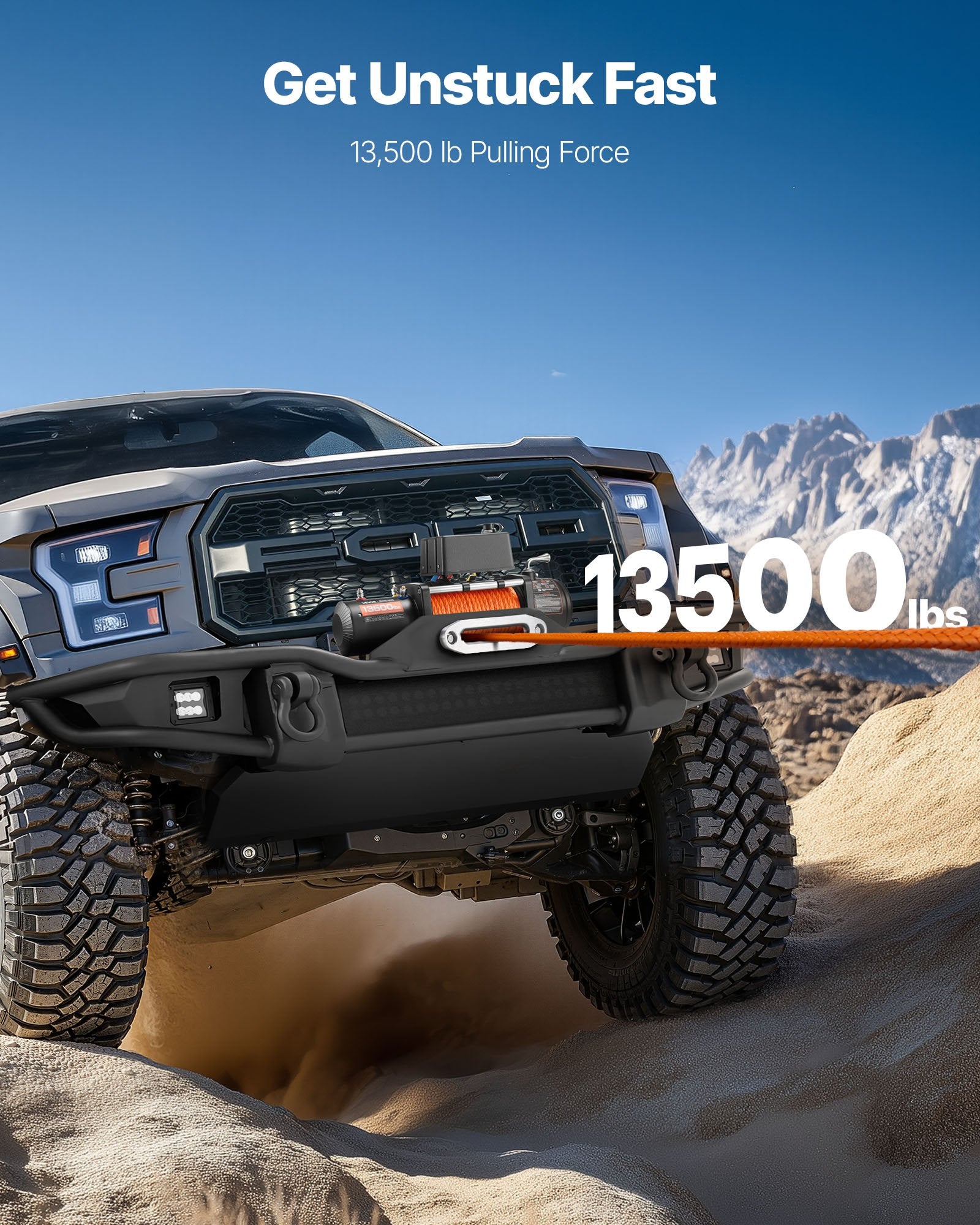 VEVOR Electric Winch Truck 6123.5 kg Synthetic Rope Waterproof Remote Control