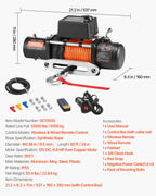 VEVOR Electric Winch Truck 6123.5 kg Synthetic Rope Waterproof Remote Control