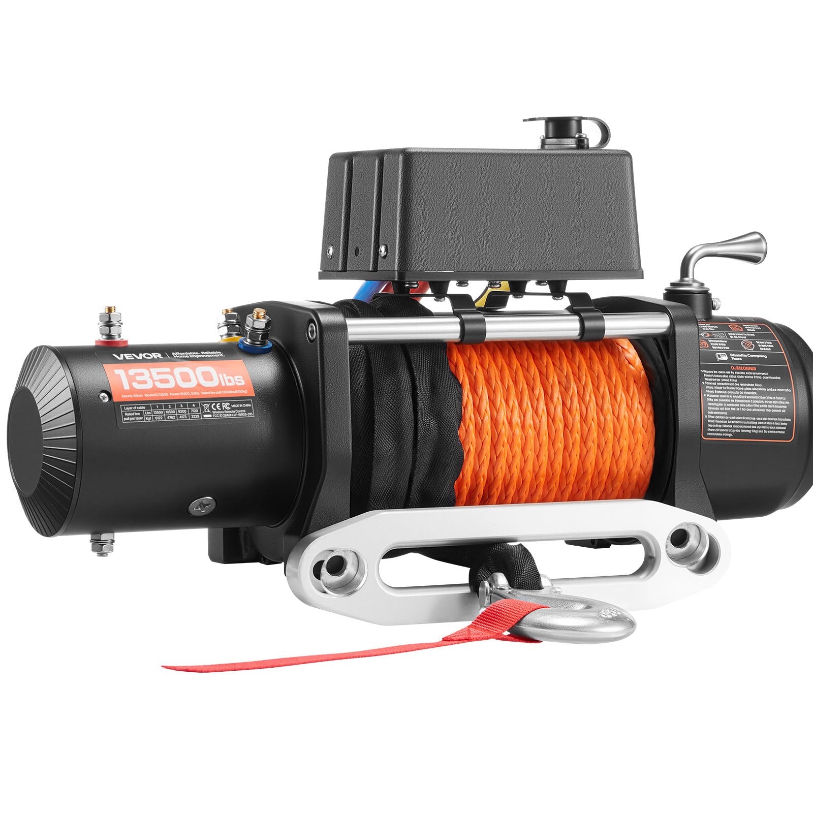 VEVOR Electric Winch Truck 6123.5 kg Synthetic Rope Waterproof Remote Control