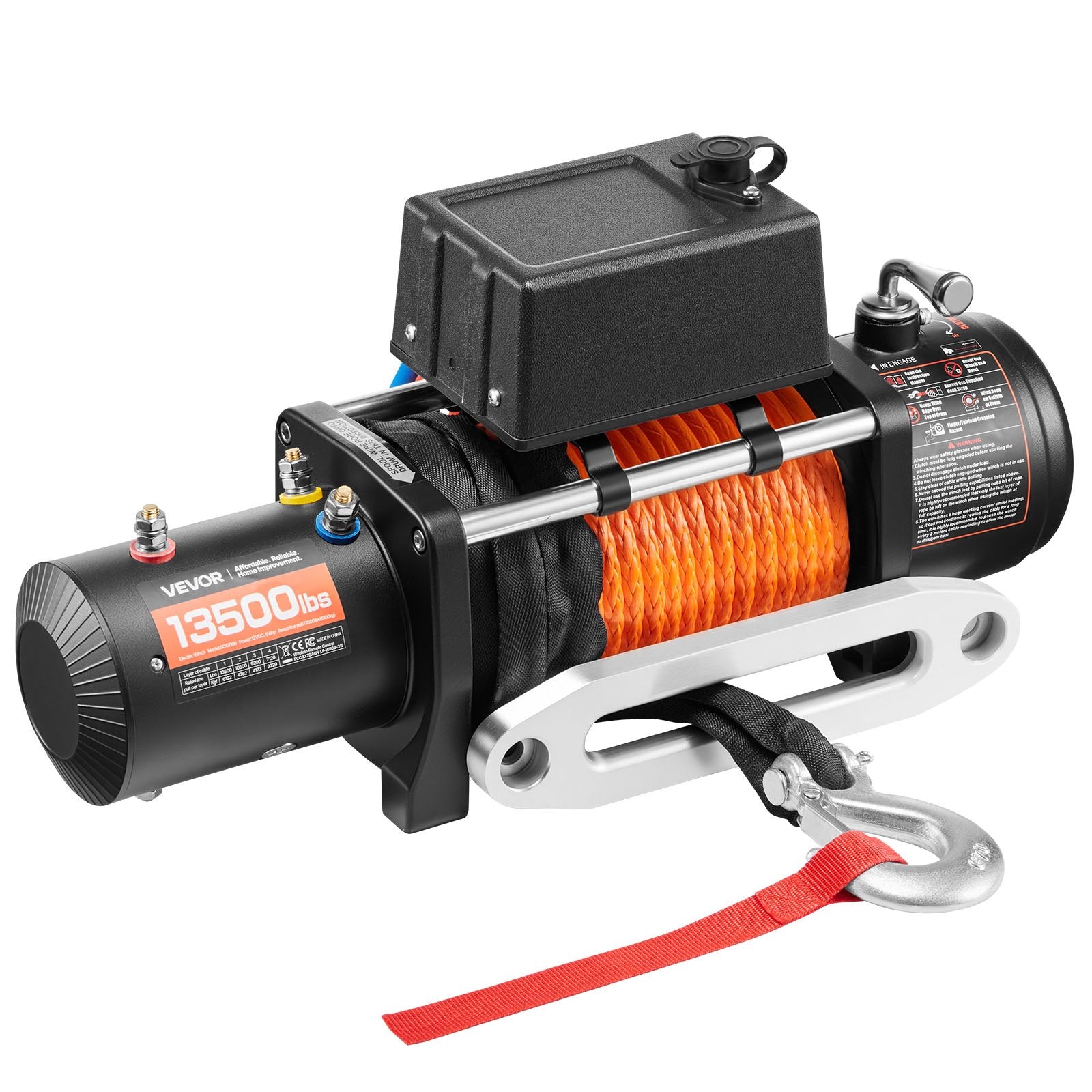 VEVOR Electric Winch Truck 6123.5 kg Synthetic Rope Waterproof Remote Control