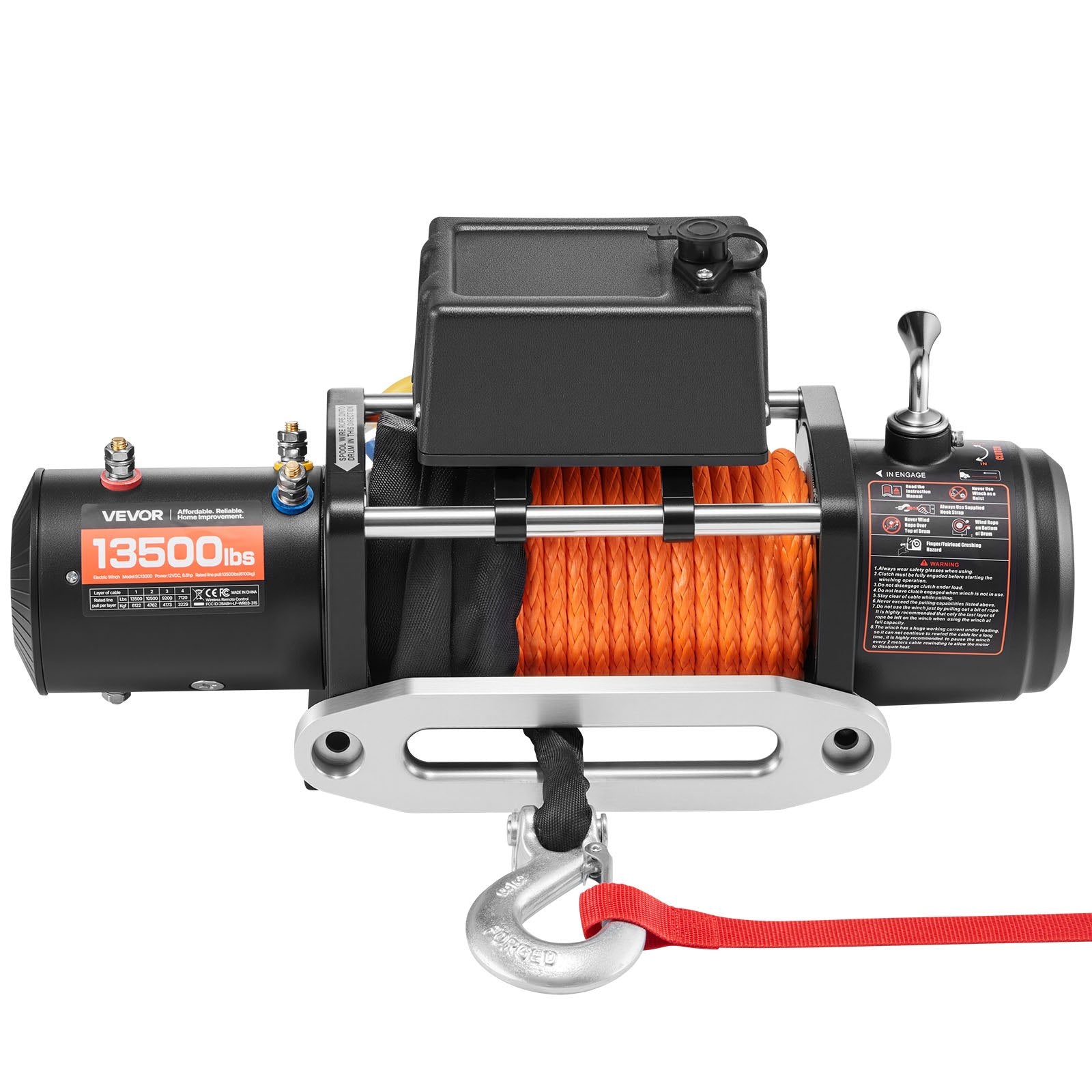 VEVOR Electric Winch Truck 6123.5 kg Synthetic Rope Waterproof Remote Control