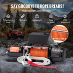 VEVOR Electric Winch Truck 4535.9 kg Synthetic Rope Waterproof Remote Control