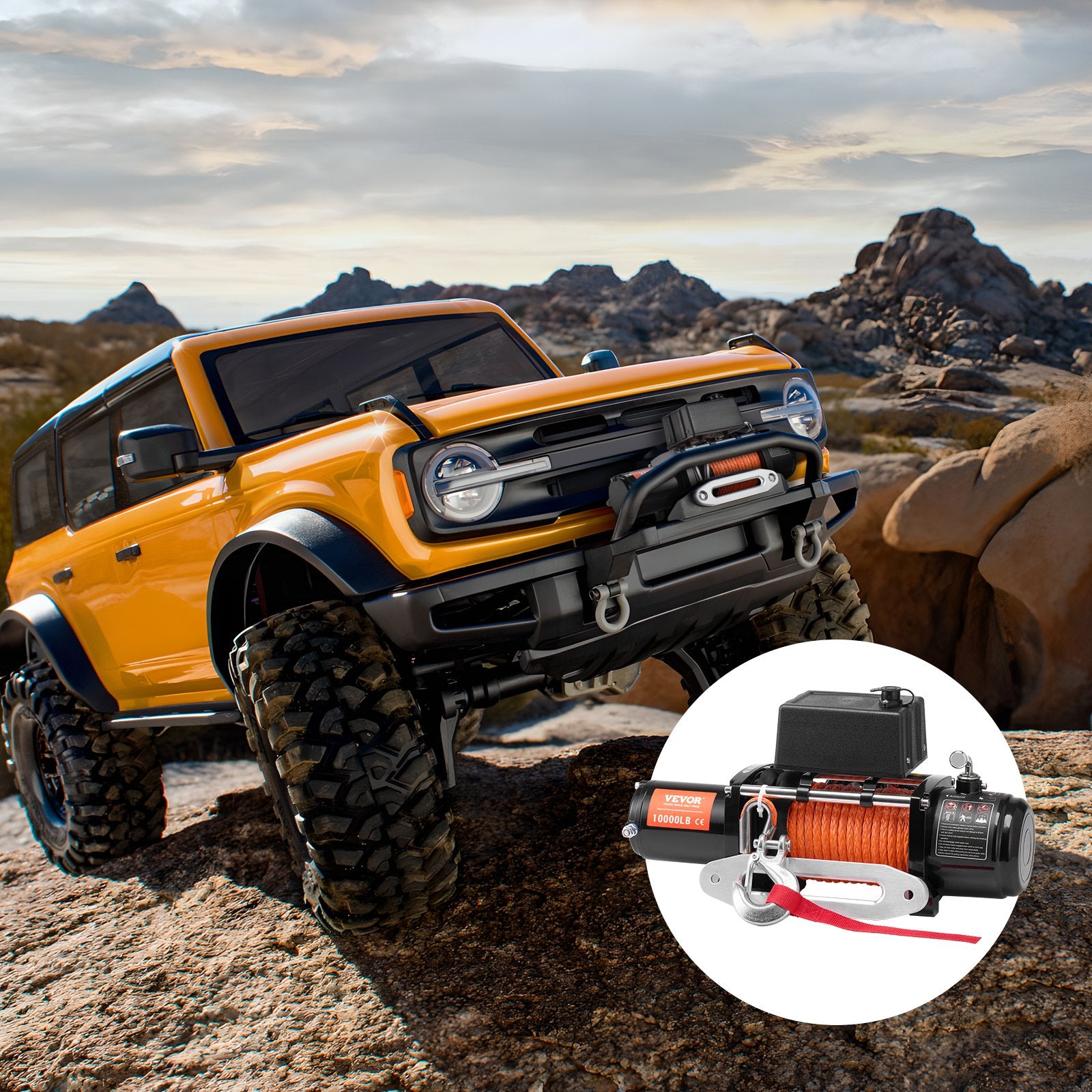 VEVOR Electric Winch Truck 4535.9 kg Synthetic Rope Waterproof Remote Control