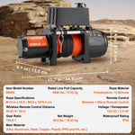 VEVOR Electric Winch for Truck 2721.6 kg Synthetic Rope Waterproof Remote Control