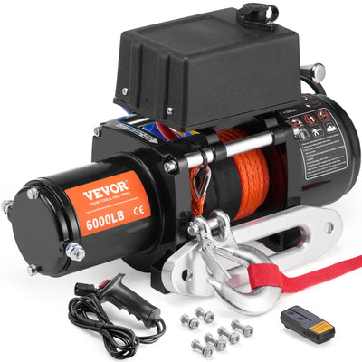 VEVOR Electric Winch for Truck 2721.6 kg Synthetic Rope Waterproof Remote Control
